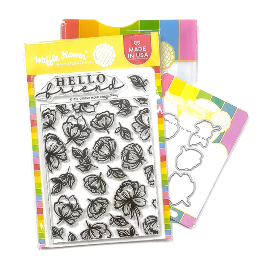 Waffle Flower - Organic Floral Combo - Stamp Set and Die Set Bundle