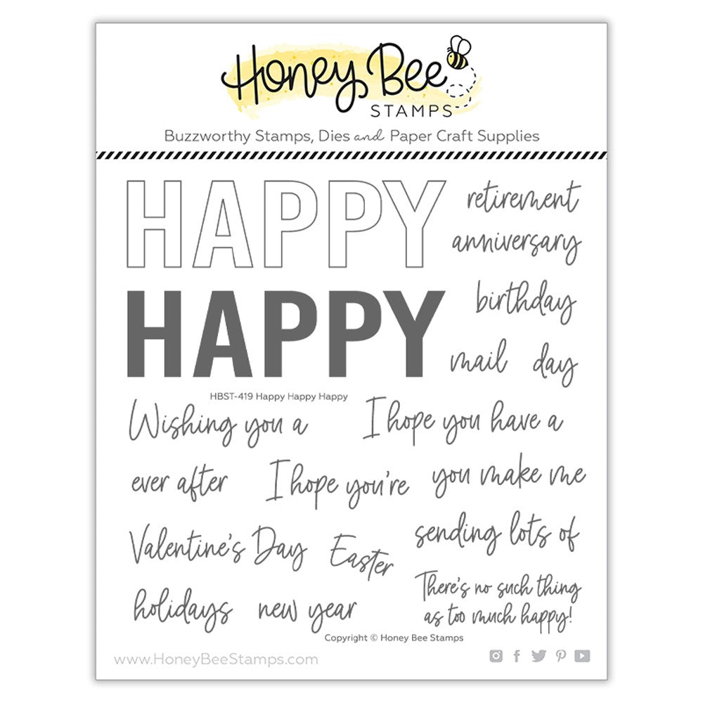 Honey Bee Stamps - Happy Happy Happy - Stamp Set and Die Set Bundle