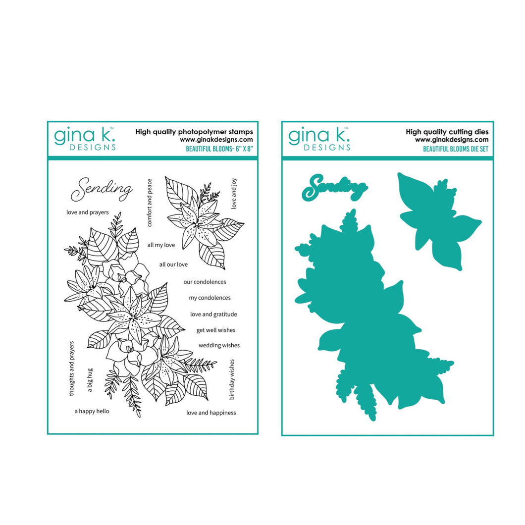 Gina K Designs - Beautiful Blooms - Stamp Set and Die Set Bundle
