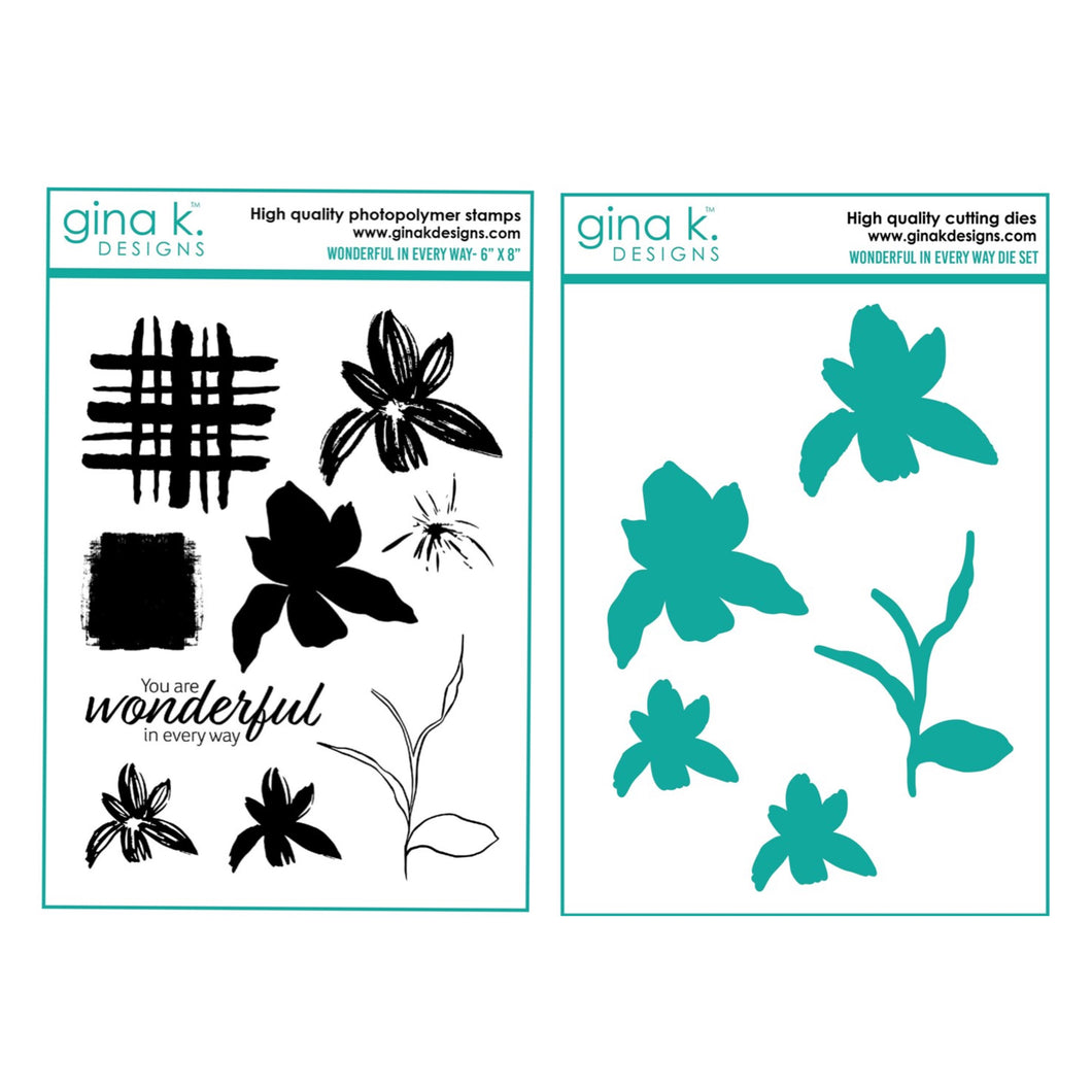 Gina K Designs - Wonderful In Every Way - Stamp Set and Die Set Bundle