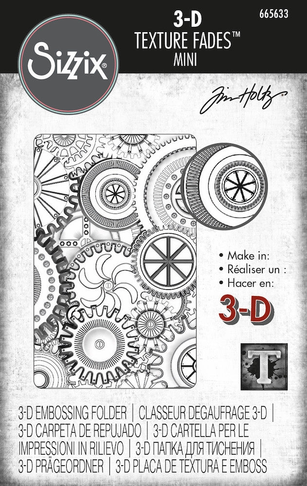 Sizzix - Tim Holtz -3D Texture Fades Embossing Folder - Mini Mechanics