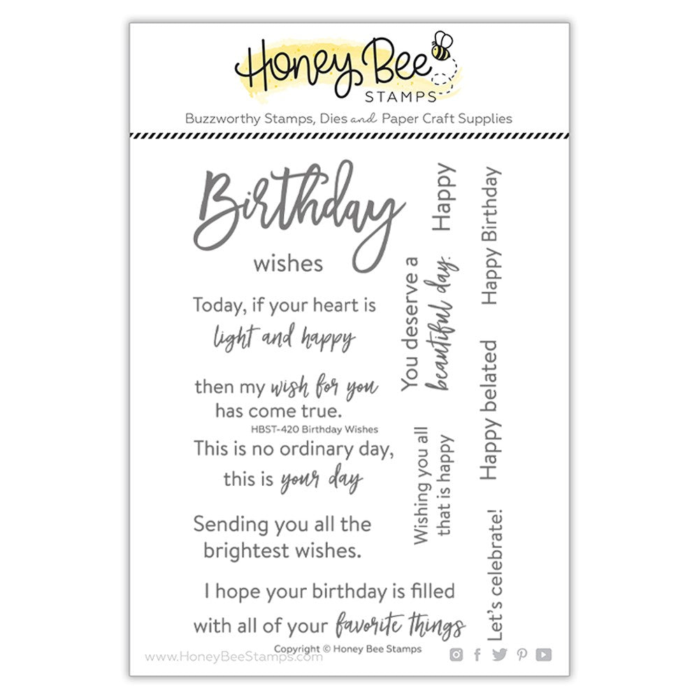 Honey Bee Stamps - Birthday Wishes - Stamp Set and Die Set Bundle