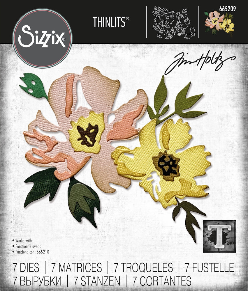 Sizzix - Tim Holtz - Thinlits Dies - Brushstroke Flowers #1