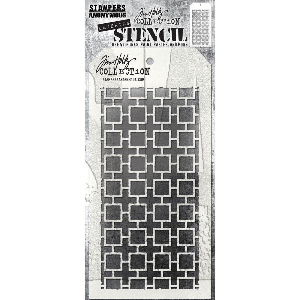 Stampers Anonymous - Tim Holtz - Layering Stencil - Linked Squares
