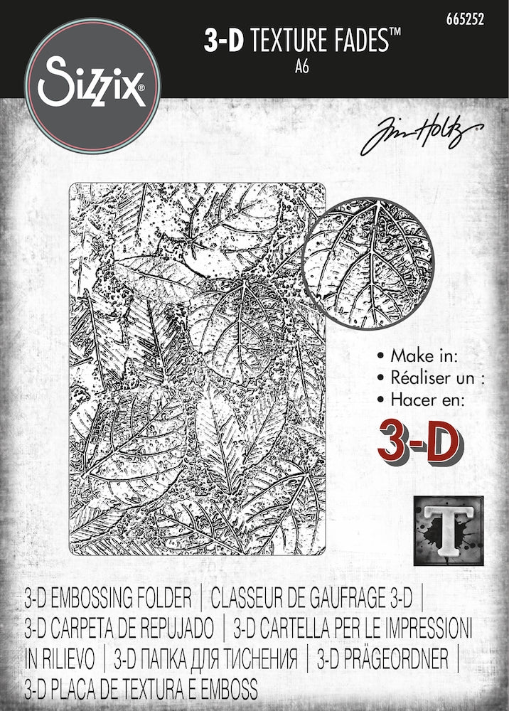 Sizzix - Tim Holtz - 3D Texture Fades Embossing Folder - Foliage