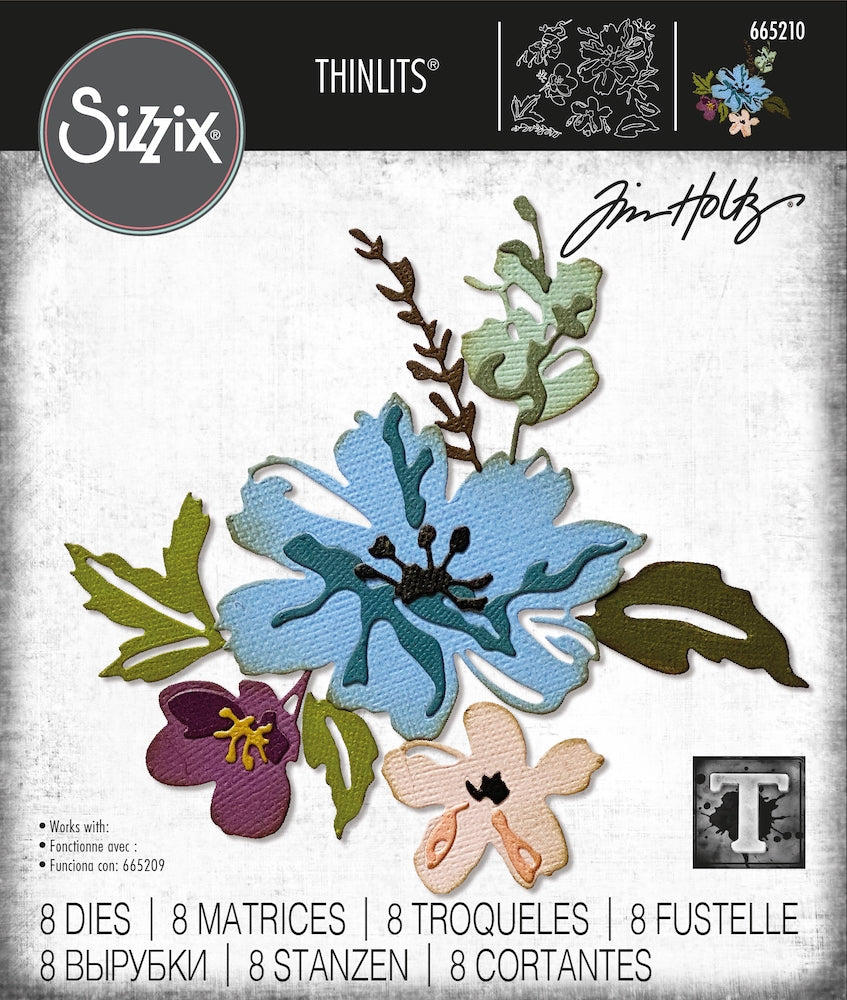 Sizzix - Tim Holtz - Thinlits Dies - Brushstroke Flowers #2