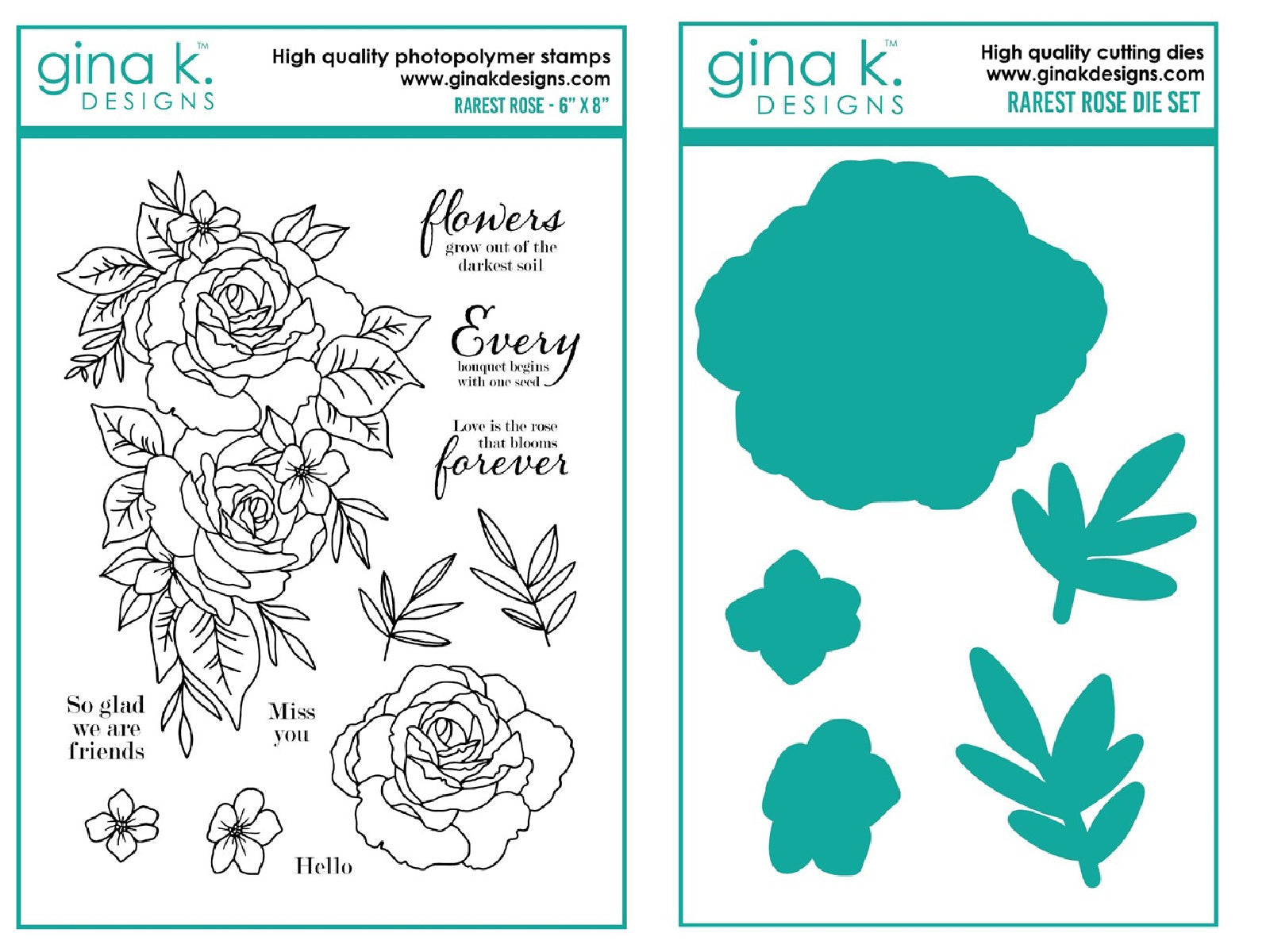 Gina K Designs - Rarest Rose - Stamp Set and Die Set Bundle – Fancy ...