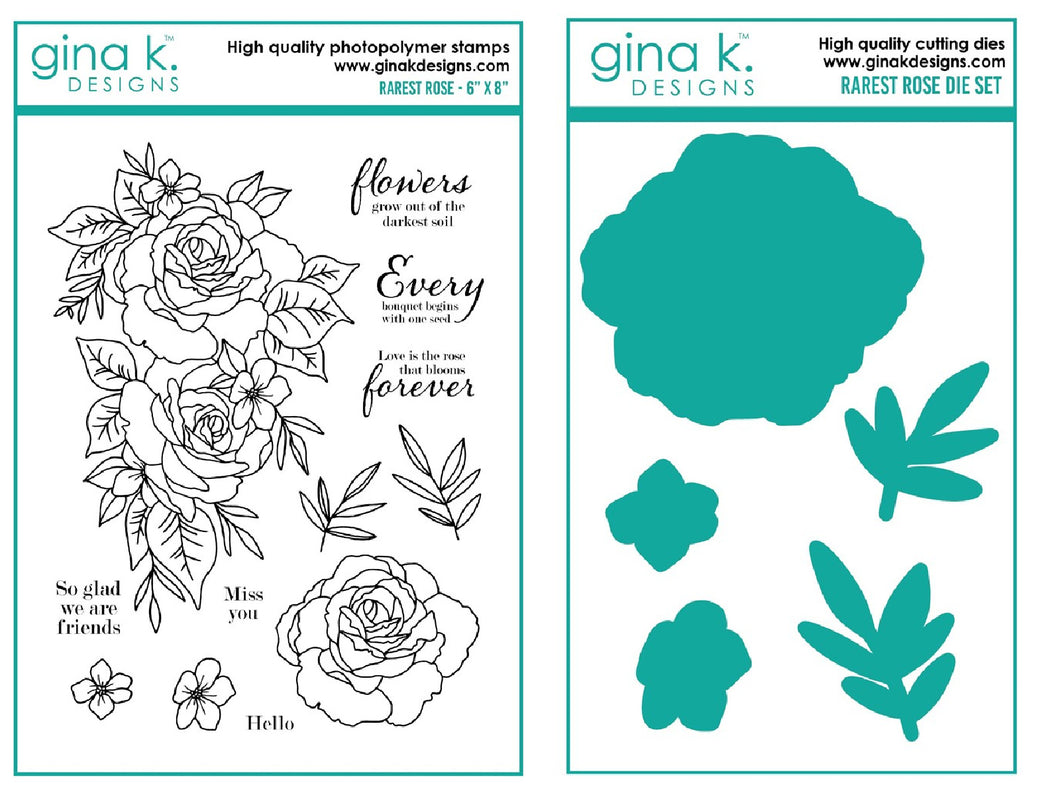 Gina K Designs - Rarest Rose - Stamp Set and Die Set Bundle