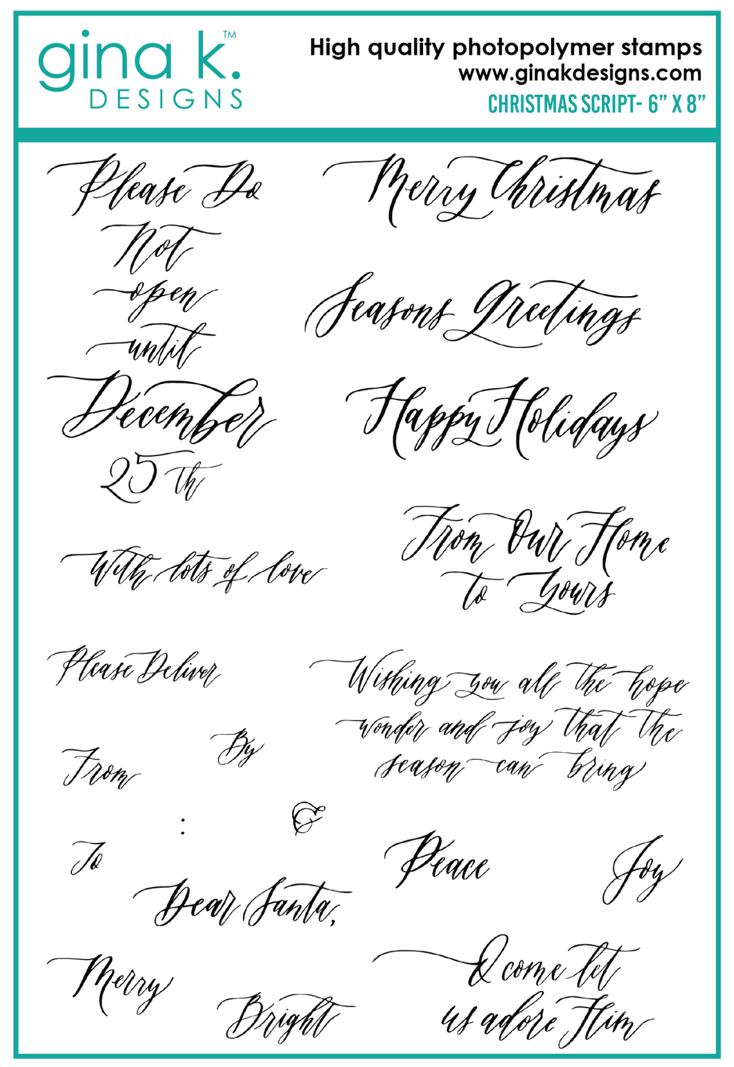 Gina K Designs - Emily Loggans - Christmas Script Stamp Set