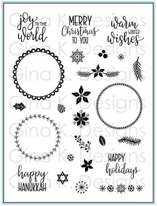 Gina K Designs - Holiday Wreath Builder Stamp Set