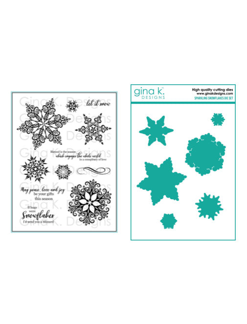 Gina K Designs - Sparkling Snowflakes - Stamp Set and Die Set Bundle