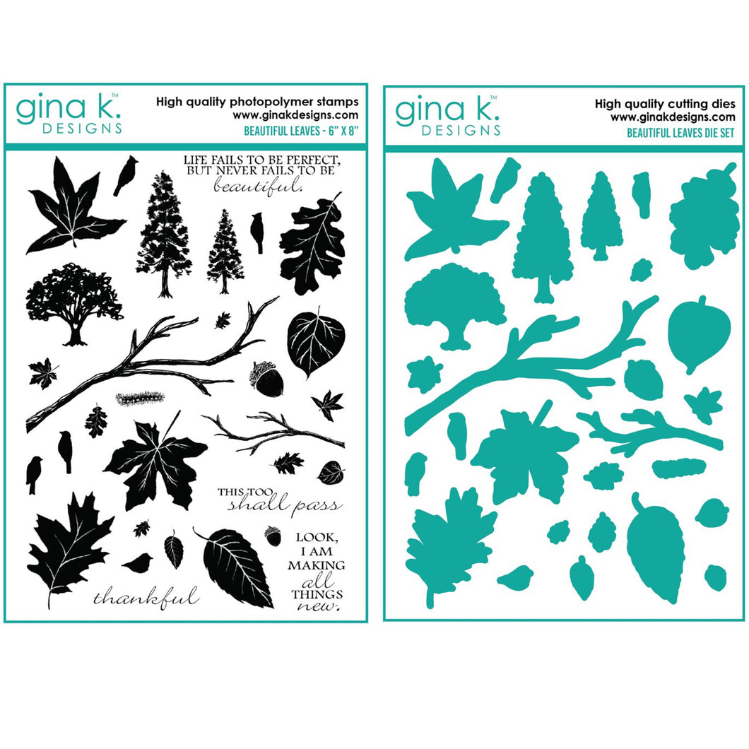 Gina K Designs - Beautiful Leaves - Stamp Set and Die Set Bundle