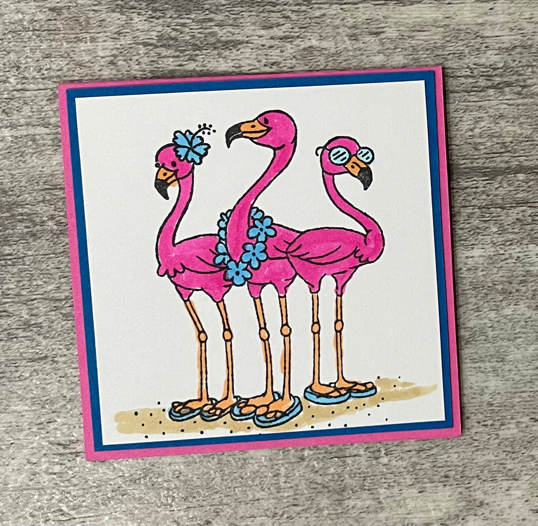 Handmade Mini Card - Flamingo Card