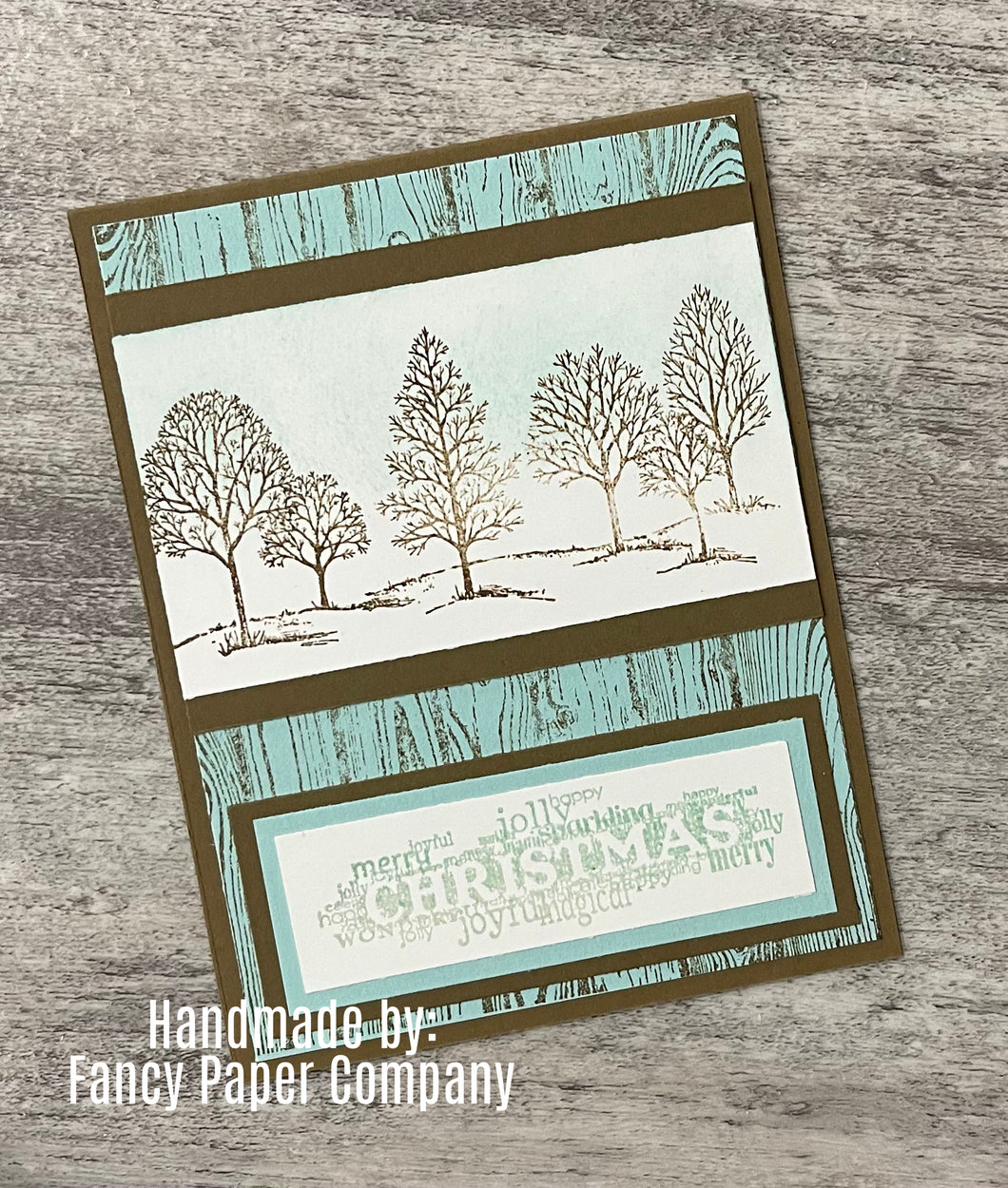 Handmade Card - Brown and Teal Christmas Card