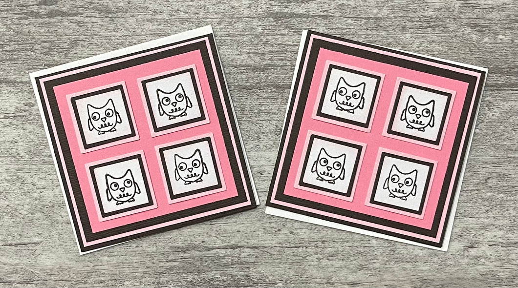 Set of 2 Handmade Mini Cards - Owl Cards