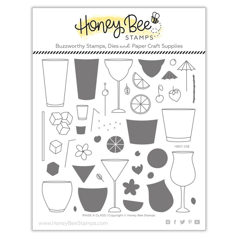 Honey Bee Stamps - Raise A Glass - Stamp Set,  Die Set and Stencil Bundle