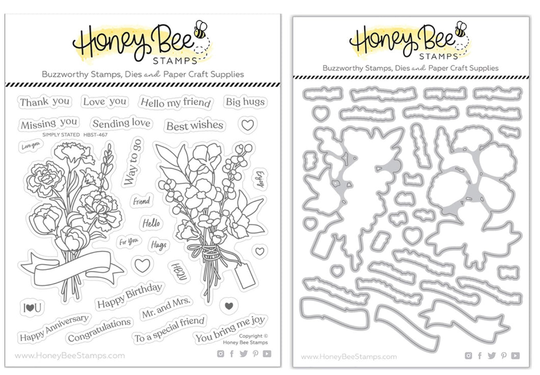 Honey Bee Stamps - Simply Stated - Stamp Set and Die Set Bundle