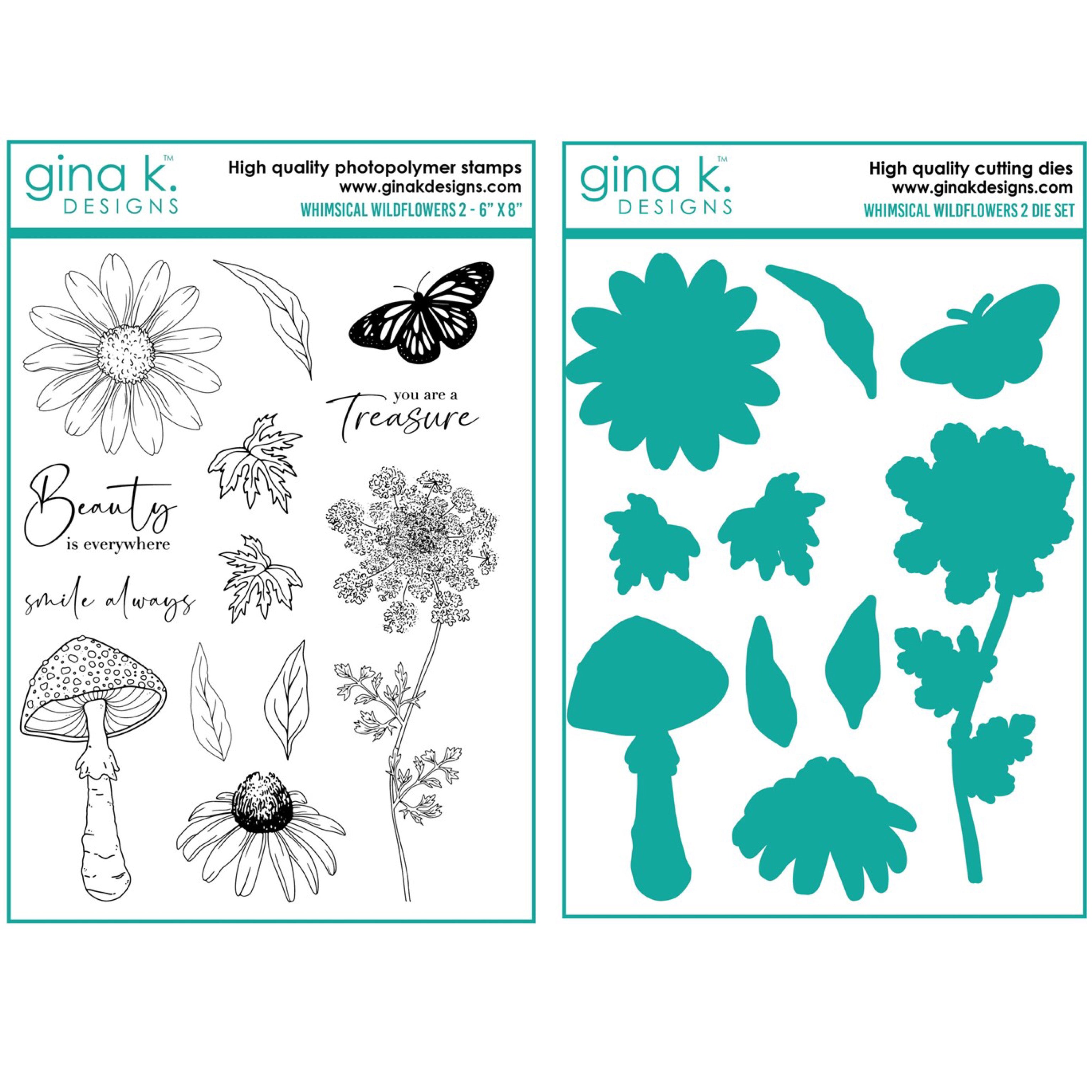 Gina K Designs - Whimsical Wildflowers 2 - Stamp Set and Die Set Bundl ...