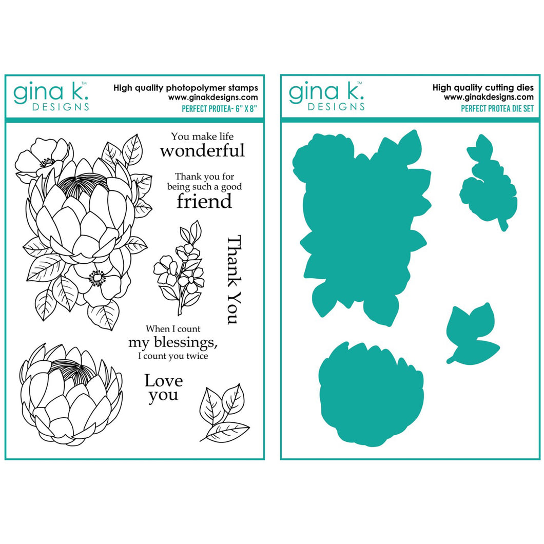 Gina K Designs - Perfect Protea - Stamp Set and Die Set Bundle