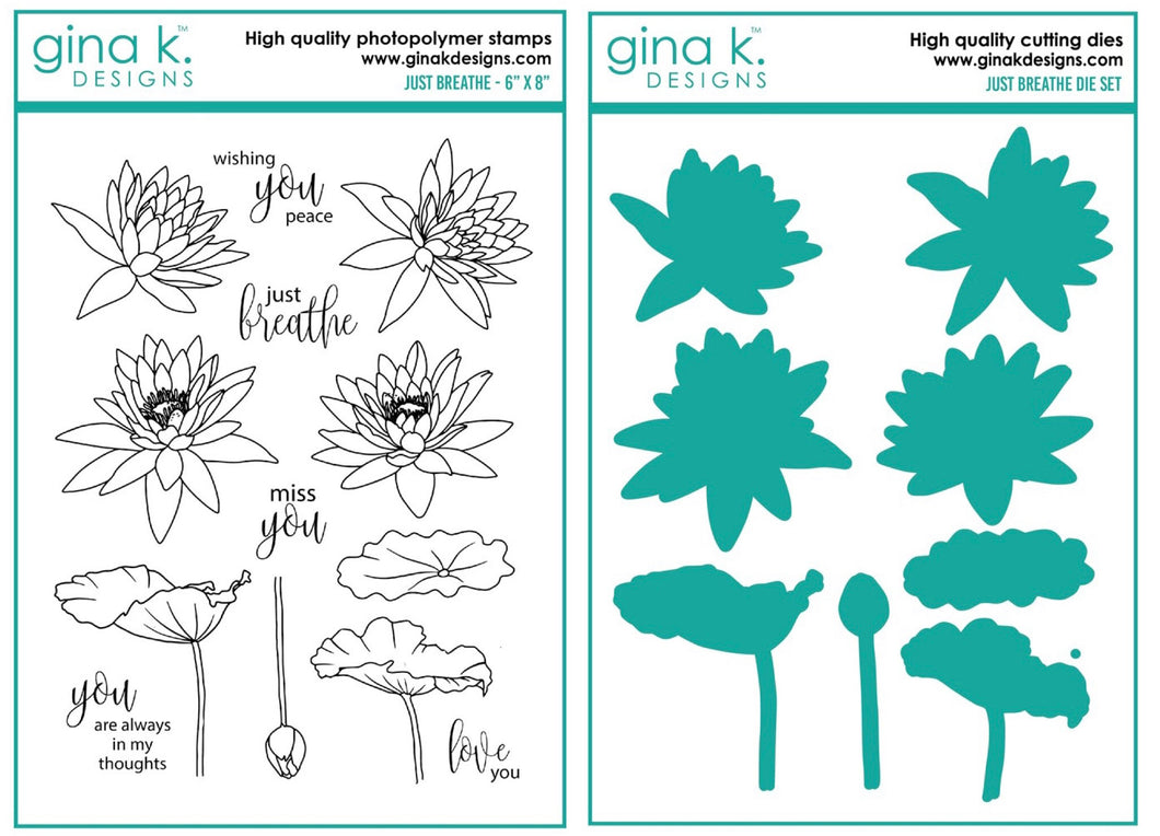 Gina K Designs - Just Breathe - Stamp Set and Die Set Bundle