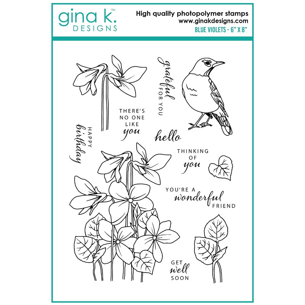 Gina K Designs - Blue Violets - Stamp Set and Die Set Bundle