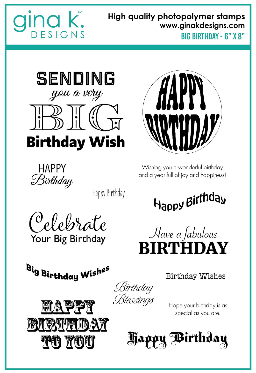 Gina K Designs - Big Birthday Stamp Set by Debrah Warner