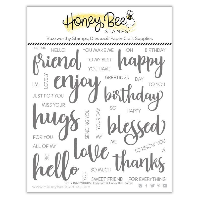 Honey Bee Stamps - Bitty Buzzwords - Stamp Set and Die Set Bundle