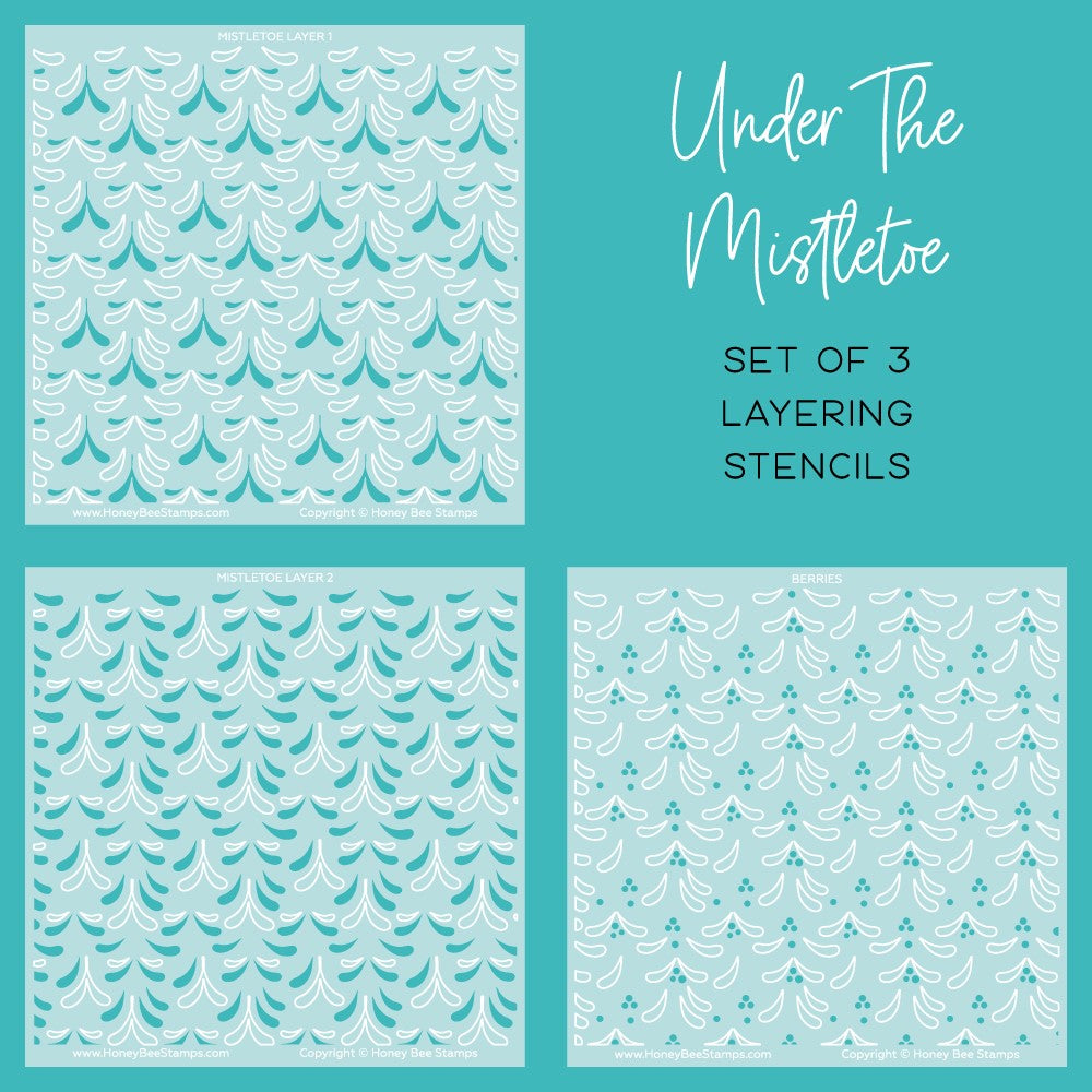 Honey Bee Stamps - Under the Mistletoe - Set of 3 Background Stencils