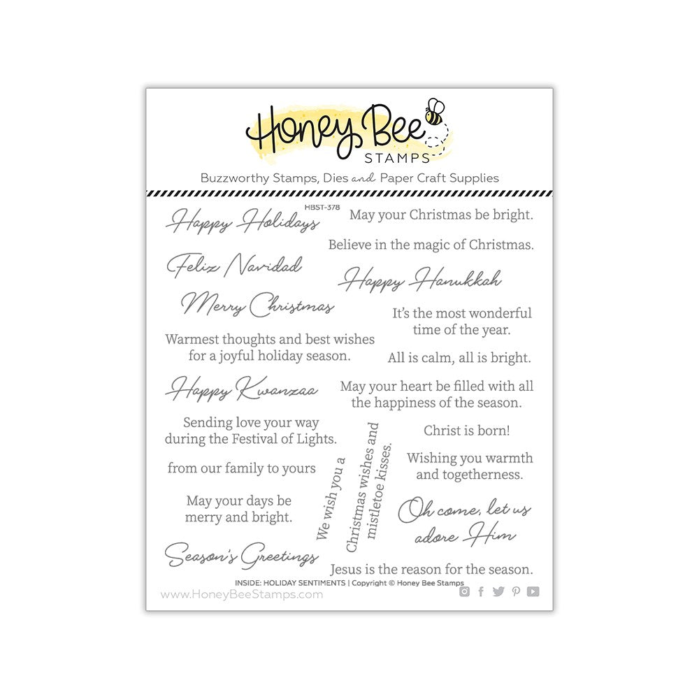 Honey Bee Stamps - Inside: Holiday Sentiments - Stamp Set and Die Set Bundle