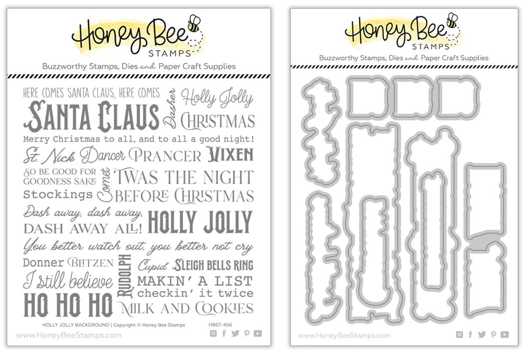 Honey Bee Stamps - Holly Jolly Background - Stamp Set and Die Set Bundle