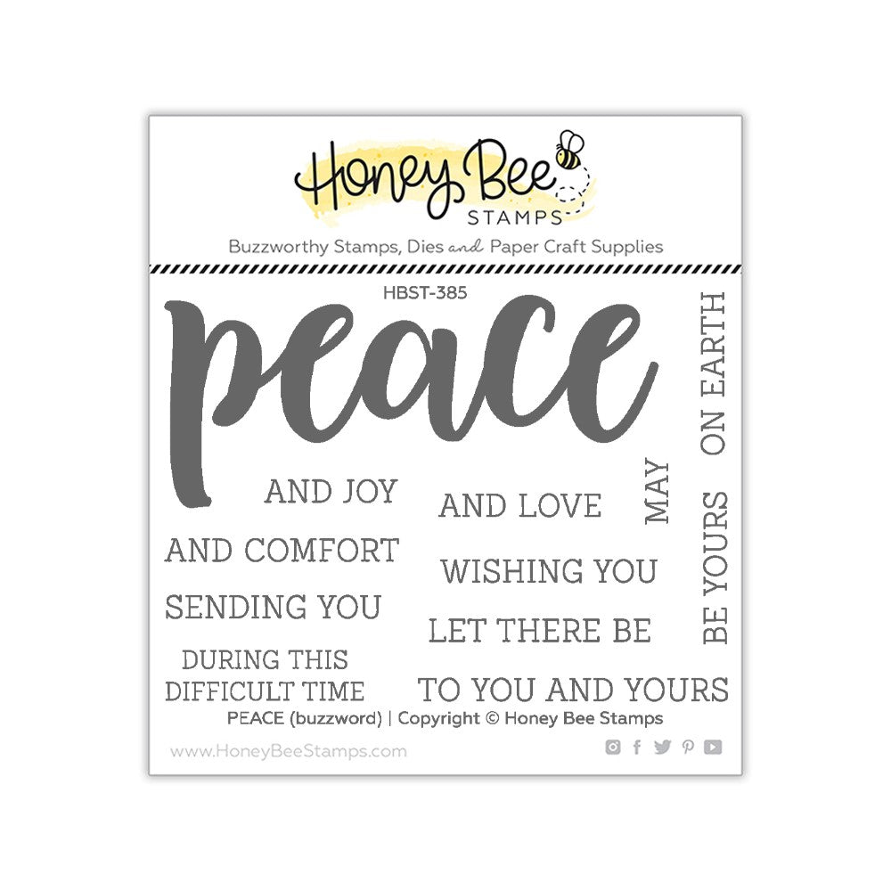 Honey Bee Stamps - Peace Buzzword - Stamp Set and Die Set Bundle