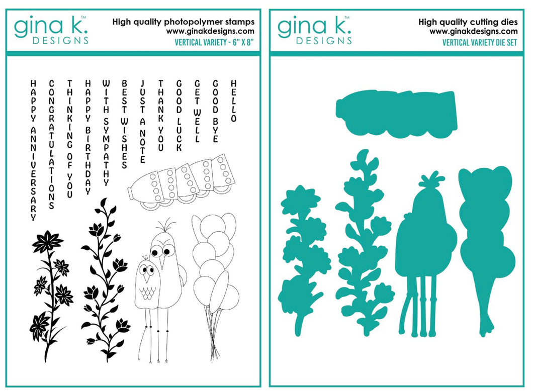 Gina K Designs - Vertical Variety - Stamp Set and Die Set Bundle