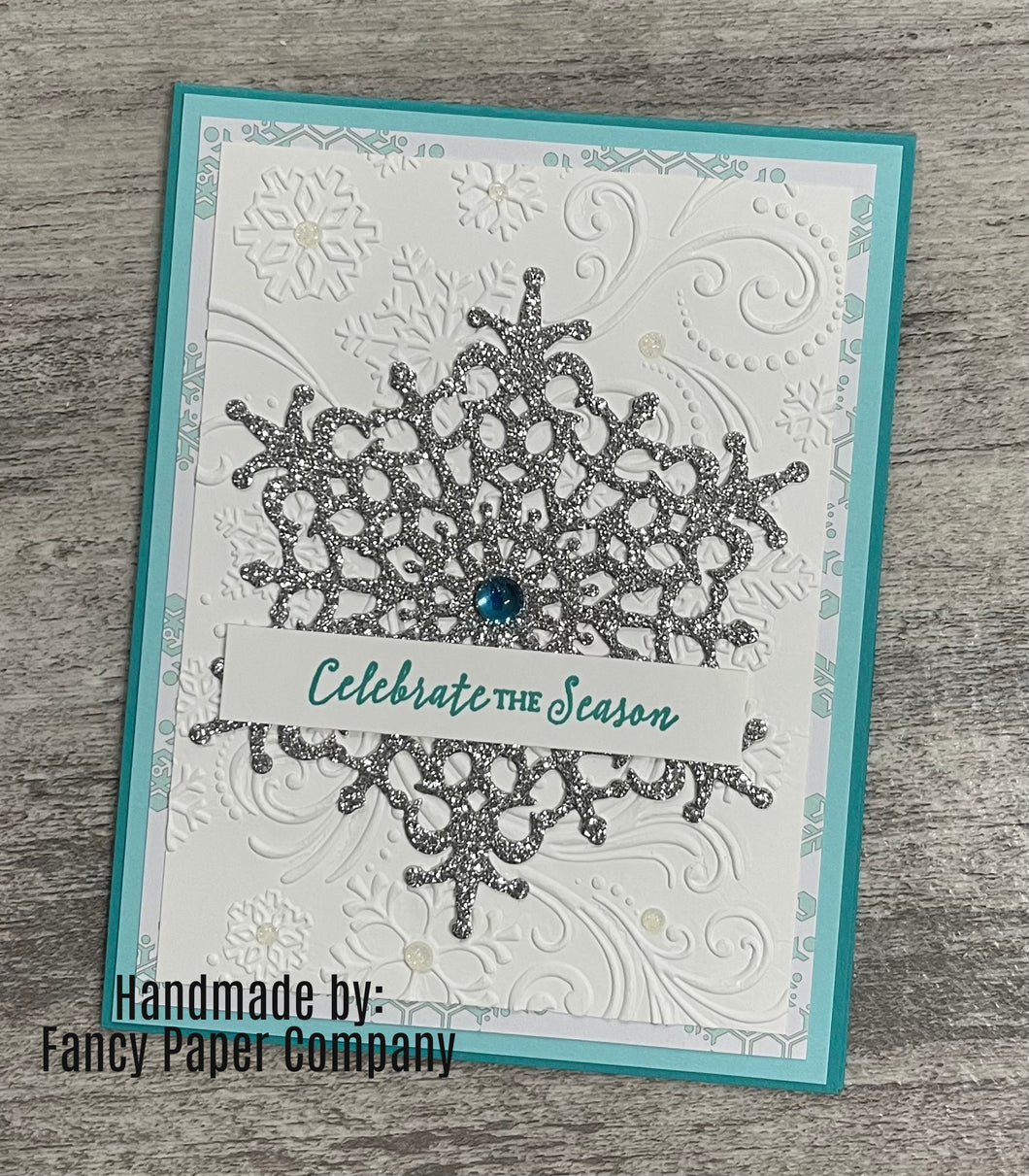 Handmade Card - Teal Snowflake Card