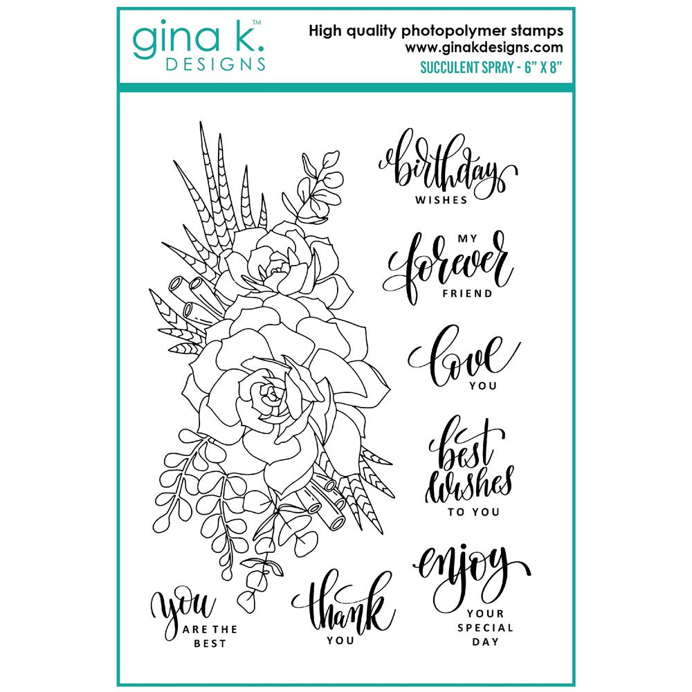 Gina K Designs - Succulent Spray - Stamp Set and Die Set Bundle