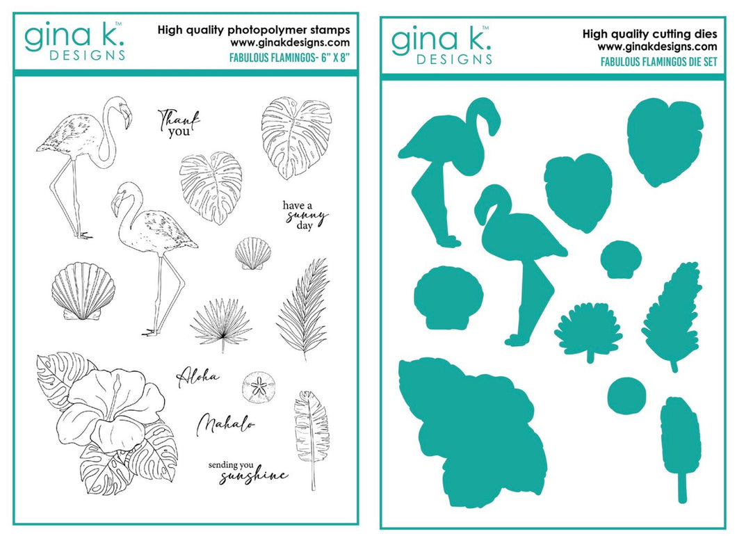 Gina K Designs - Fabulous Flamingos - Stamp Set and Die Set Bundle