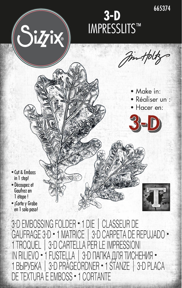 Sizzix - Tim Holtz - 3D Impresslits Embossing Folder - Oak Leaf