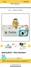 Load image into Gallery viewer, Honey Bee Stamps - Wax Stamper and Melts Bundle - Spring Bird
